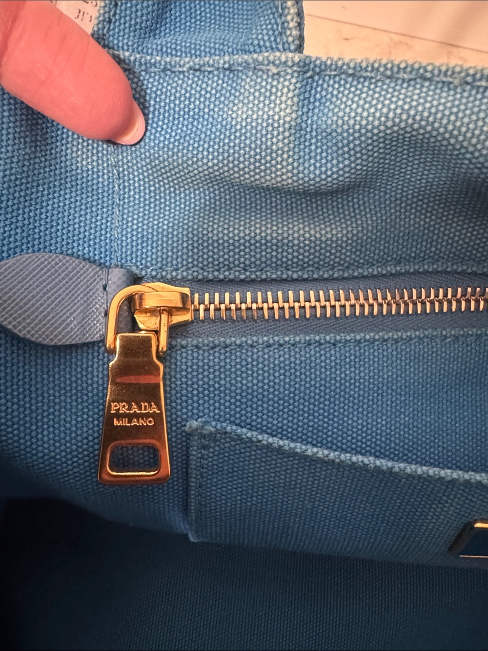 Prada canapa Blue Canvas Tote with authenticity card and unbranded strap - Picture 13 of 15